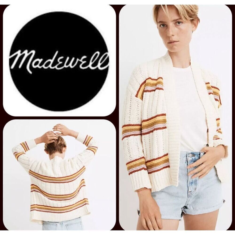 Madewell open cardigan striped diaz sweater